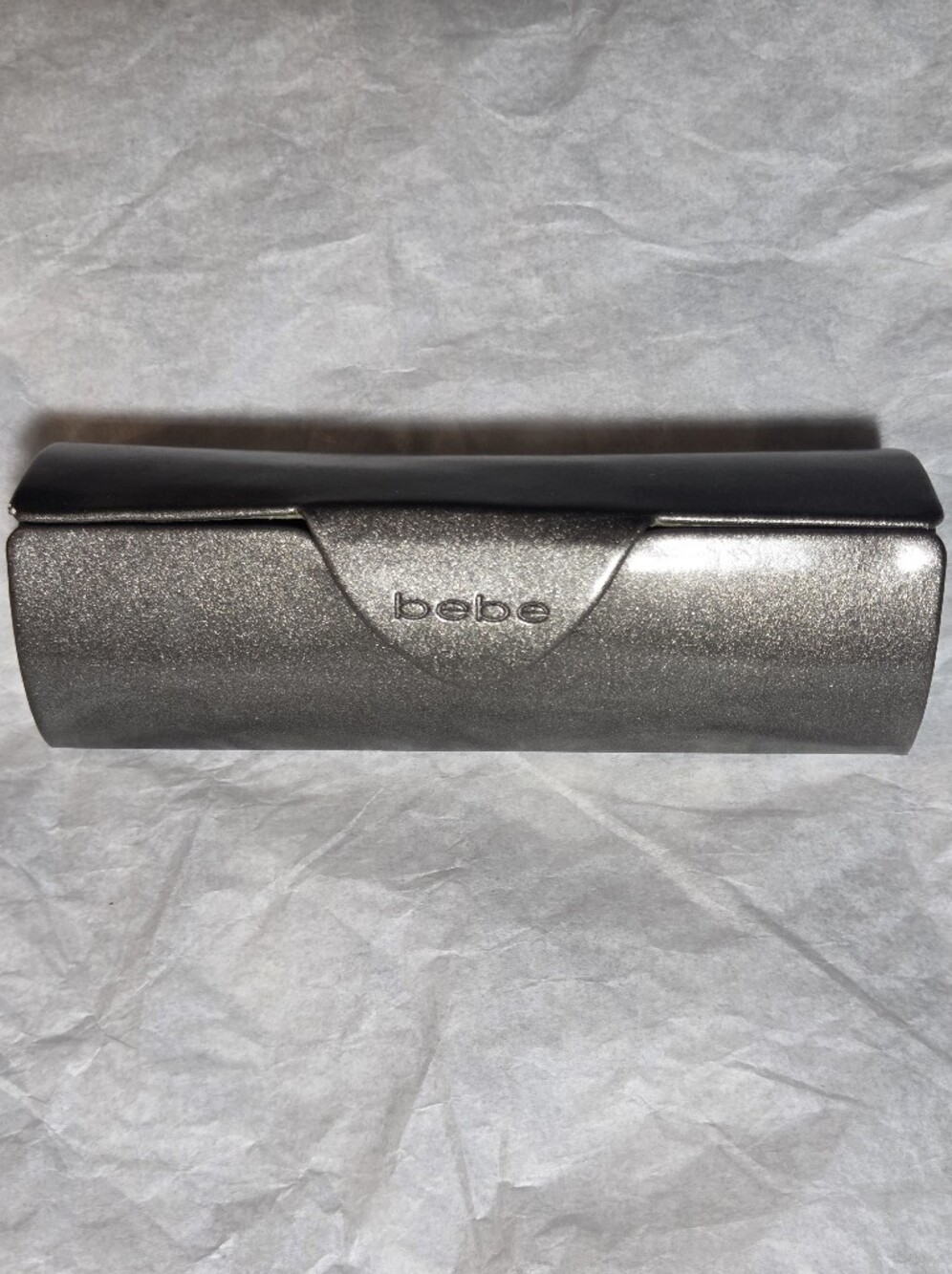 bebe Metallic Silver Glitter Eyewear Case